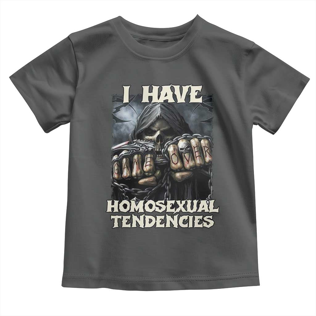 Skeleton Meme Toddler T Shirt I Have Homosexual Tendencies Funny Edgy Hard Cringe TS02 Dark Heather Print Your Wear