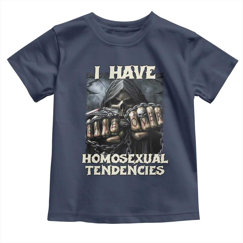 Skeleton Meme Toddler T Shirt I Have Homosexual Tendencies Funny Edgy Hard Cringe TS02 Navy Print Your Wear