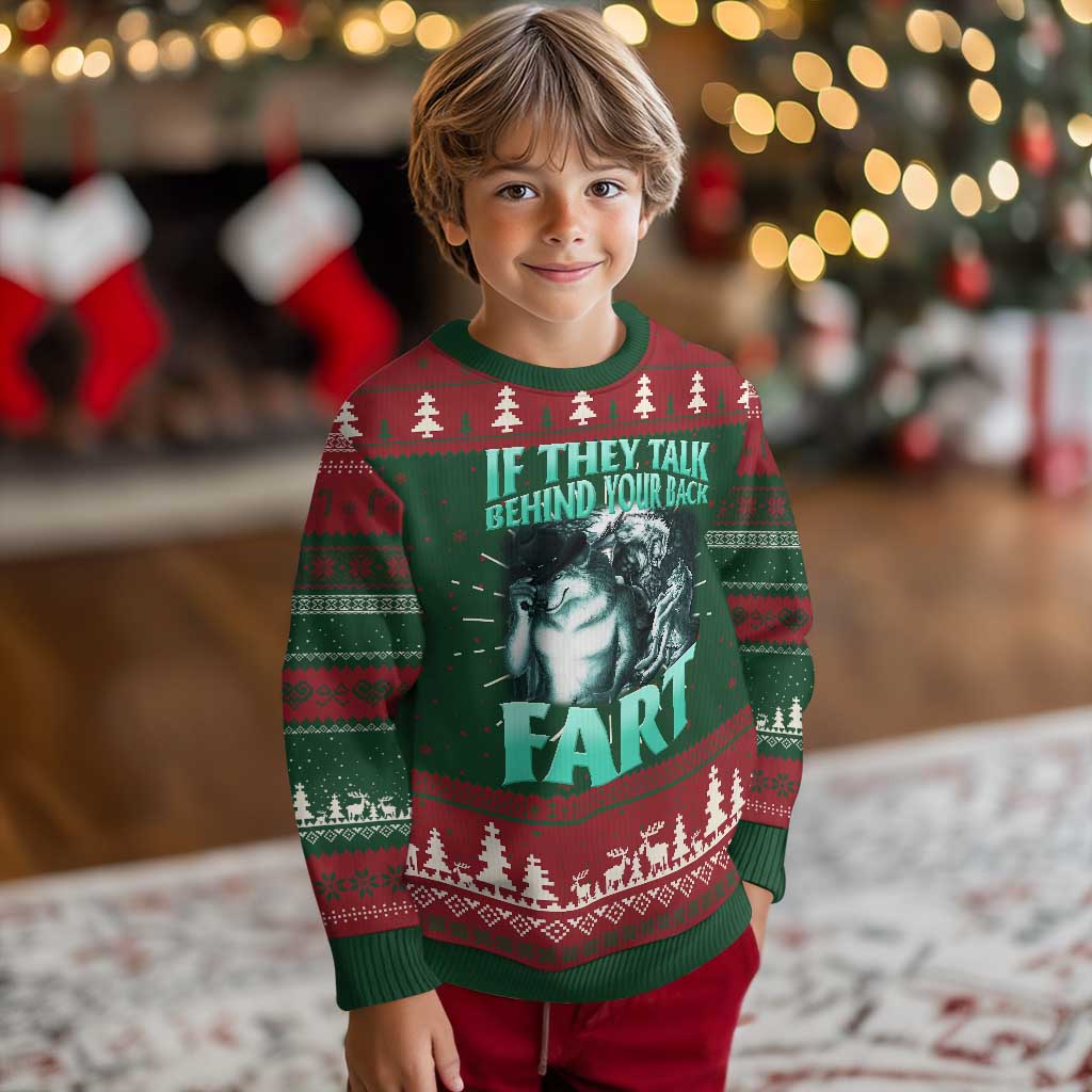 Funny Alpha Wolf Meme Ugly Christmas Sweater If They Talk Behind Your Back Fart Humorous Cringe TS02 Christmas Print Your Wear