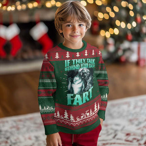 Funny Alpha Wolf Meme Ugly Christmas Sweater If They Talk Behind Your Back Fart Humorous Cringe TS02 Christmas Print Your Wear