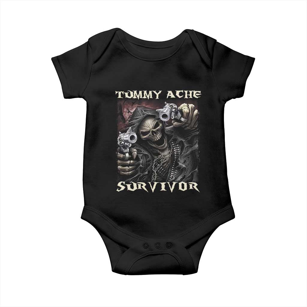 Skeleton Meme Baby Onesie Tummy Ache Survivor Funny Cool Edgy Hard Cringe TS02 Black Print Your Wear