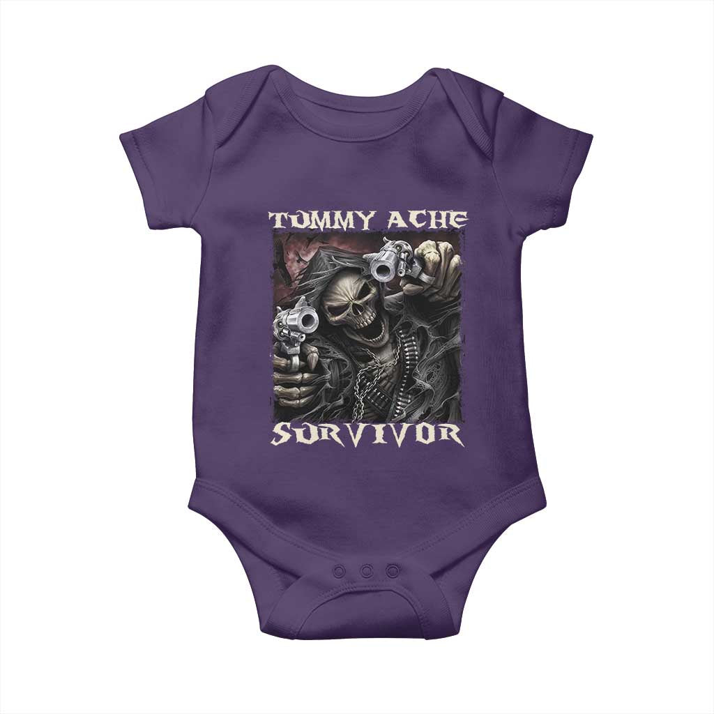 Skeleton Meme Baby Onesie Tummy Ache Survivor Funny Cool Edgy Hard Cringe TS02 Purple Print Your Wear