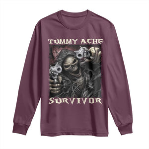 Skeleton Meme Long Sleeve Shirt Tummy Ache Survivor Funny Cool Edgy Hard Cringe TS02 Maroon Print Your Wear