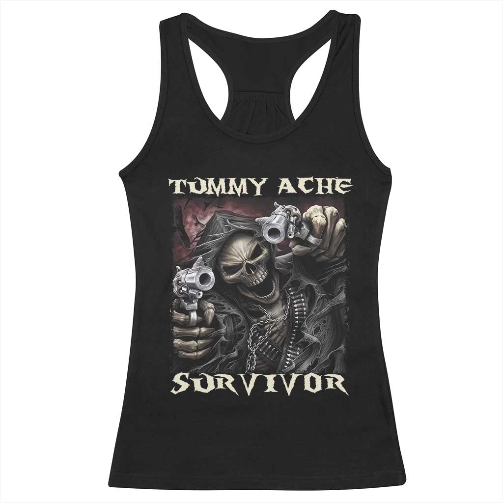 Skeleton Meme Racerback Tank Top Tummy Ache Survivor Funny Cool Edgy Hard Cringe TS02 Black Print Your Wear