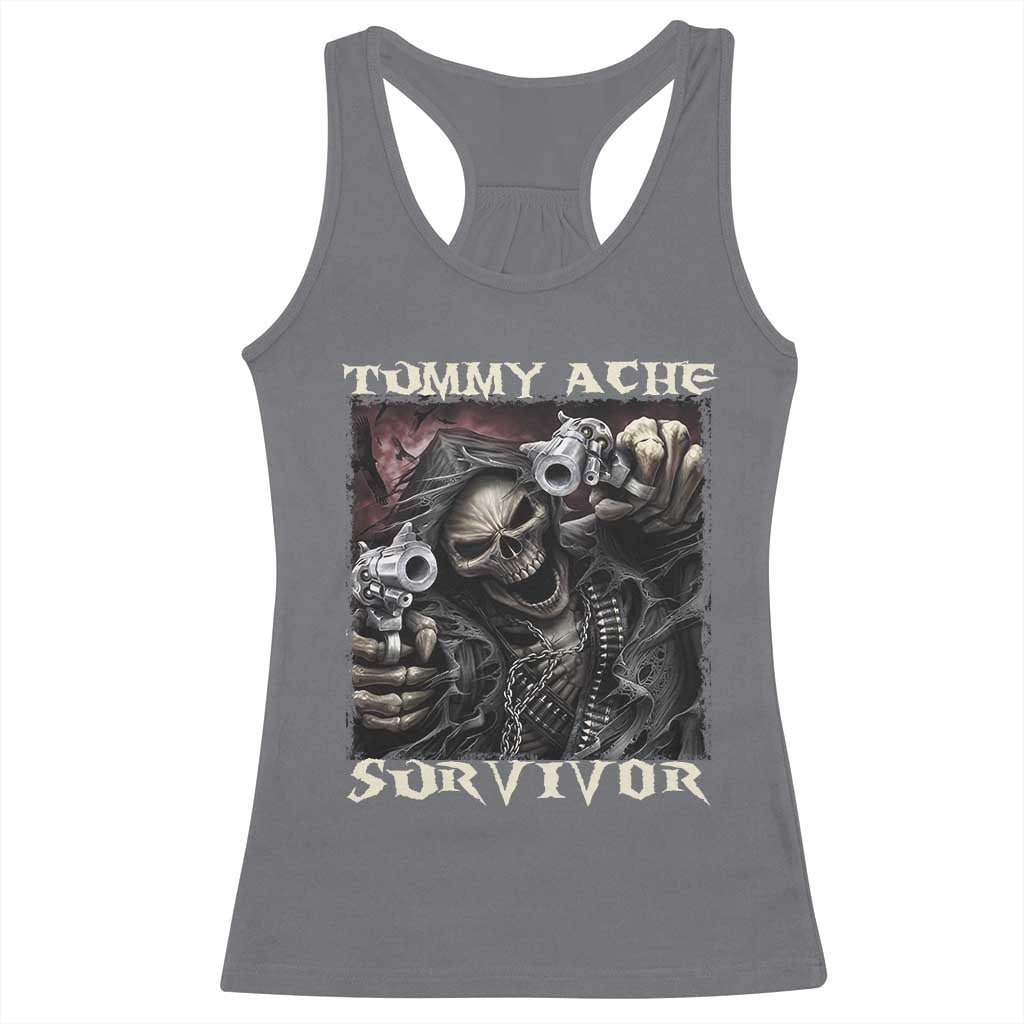 Skeleton Meme Racerback Tank Top Tummy Ache Survivor Funny Cool Edgy Hard Cringe TS02 Charcoal Print Your Wear