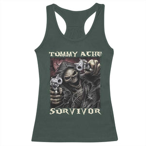 Skeleton Meme Racerback Tank Top Tummy Ache Survivor Funny Cool Edgy Hard Cringe TS02 Dark Forest Green Print Your Wear