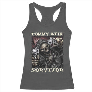 Skeleton Meme Racerback Tank Top Tummy Ache Survivor Funny Cool Edgy Hard Cringe TS02 Dark Heather Print Your Wear