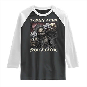 Skeleton Meme Raglan Shirt Tummy Ache Survivor Funny Cool Edgy Hard Cringe TS02 Black White Print Your Wear