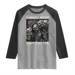 Skeleton Meme Raglan Shirt Tummy Ache Survivor Funny Cool Edgy Hard Cringe TS02 Sport Gray Black Print Your Wear