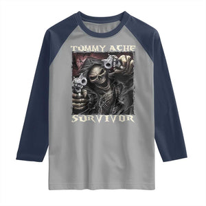 Skeleton Meme Raglan Shirt Tummy Ache Survivor Funny Cool Edgy Hard Cringe TS02 Sport Gray Navy Print Your Wear