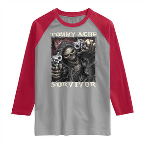 Skeleton Meme Raglan Shirt Tummy Ache Survivor Funny Cool Edgy Hard Cringe TS02 Sport Gray Red Print Your Wear