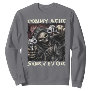 Skeleton Meme Sweatshirt Tummy Ache Survivor Funny Cool Edgy Hard Cringe TS02 Charcoal Print Your Wear