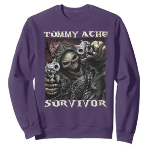 Skeleton Meme Sweatshirt Tummy Ache Survivor Funny Cool Edgy Hard Cringe TS02 Purple Print Your Wear