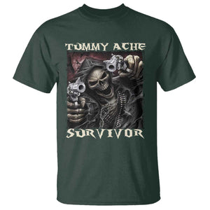 Skeleton Meme T Shirt Tummy Ache Survivor Funny Cool Edgy Hard Cringe TS02 Dark Forest Green Print Your Wear