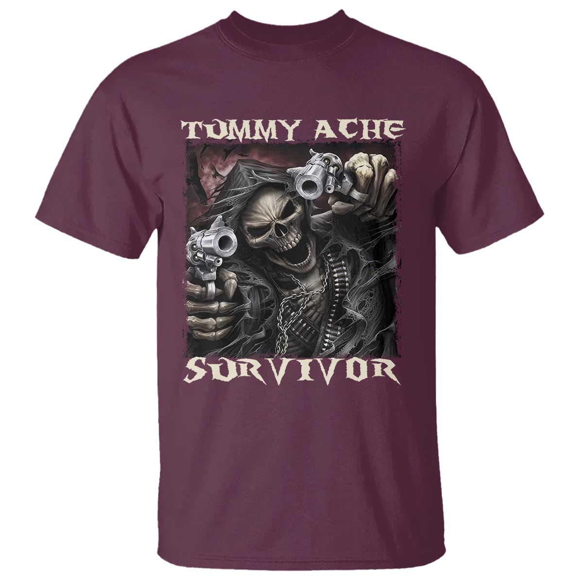Skeleton Meme T Shirt Tummy Ache Survivor Funny Cool Edgy Hard Cringe TS02 Maroon Print Your Wear