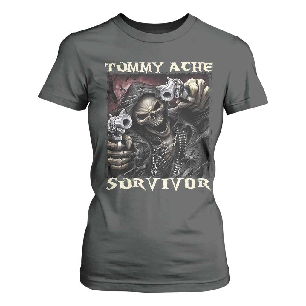 Skeleton Meme T Shirt For Women Tummy Ache Survivor Funny Cool Edgy Hard Cringe TS02 Dark Heather Print Your Wear