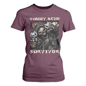 Skeleton Meme T Shirt For Women Tummy Ache Survivor Funny Cool Edgy Hard Cringe TS02 Maroon Print Your Wear