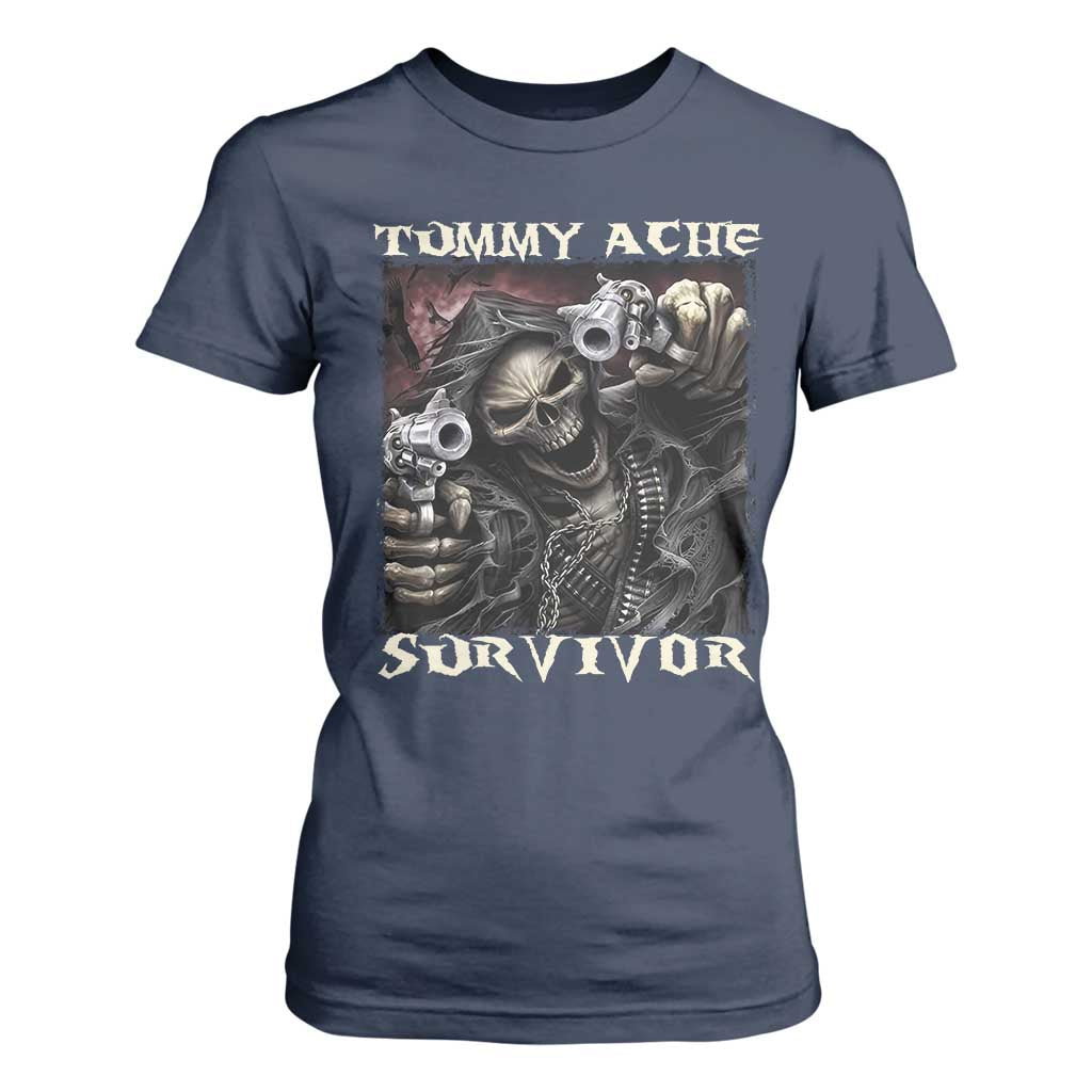 Skeleton Meme T Shirt For Women Tummy Ache Survivor Funny Cool Edgy Hard Cringe TS02 Navy Print Your Wear