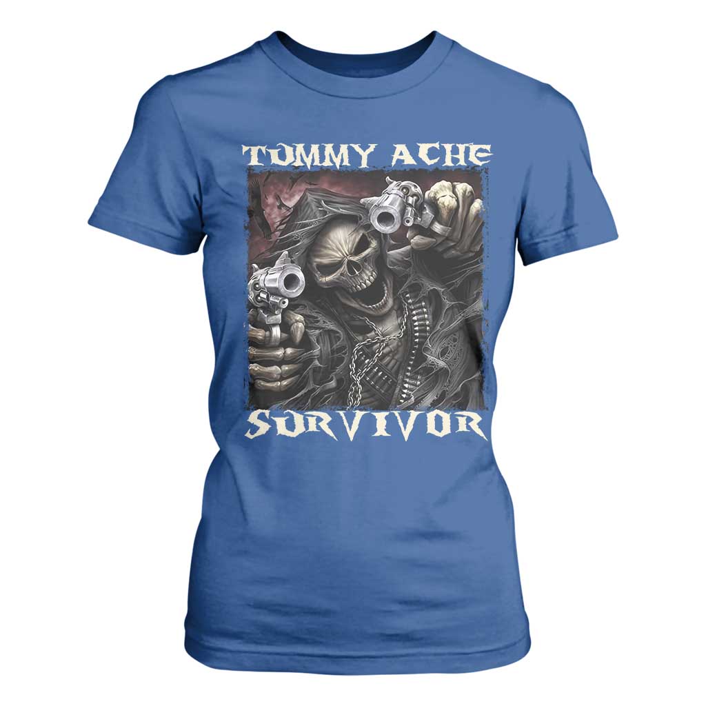 Skeleton Meme T Shirt For Women Tummy Ache Survivor Funny Cool Edgy Hard Cringe TS02 Royal Blue Print Your Wear