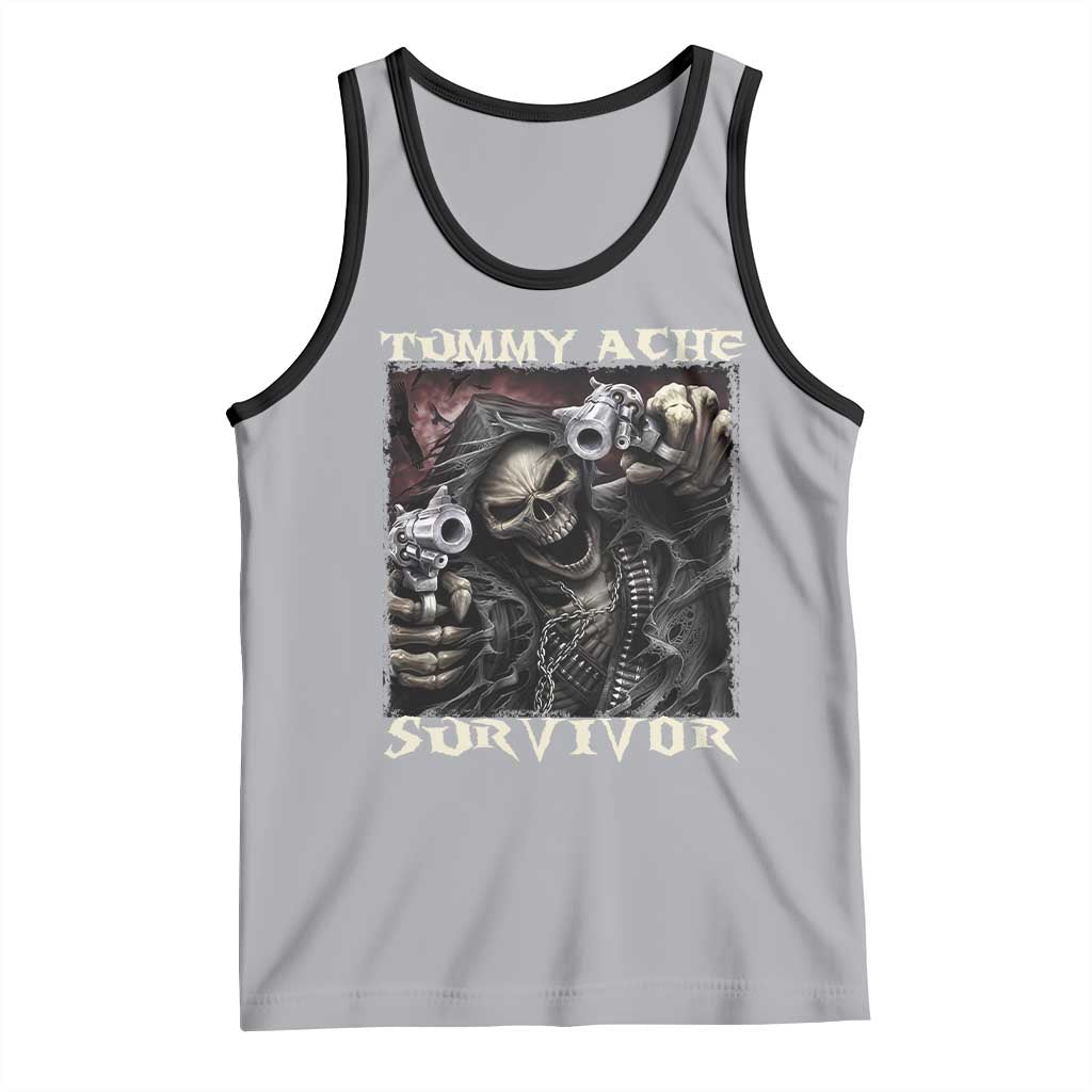 Skeleton Meme Tank Top Tummy Ache Survivor Funny Cool Edgy Hard Cringe TS02 Athletic Heather Black Print Your Wear