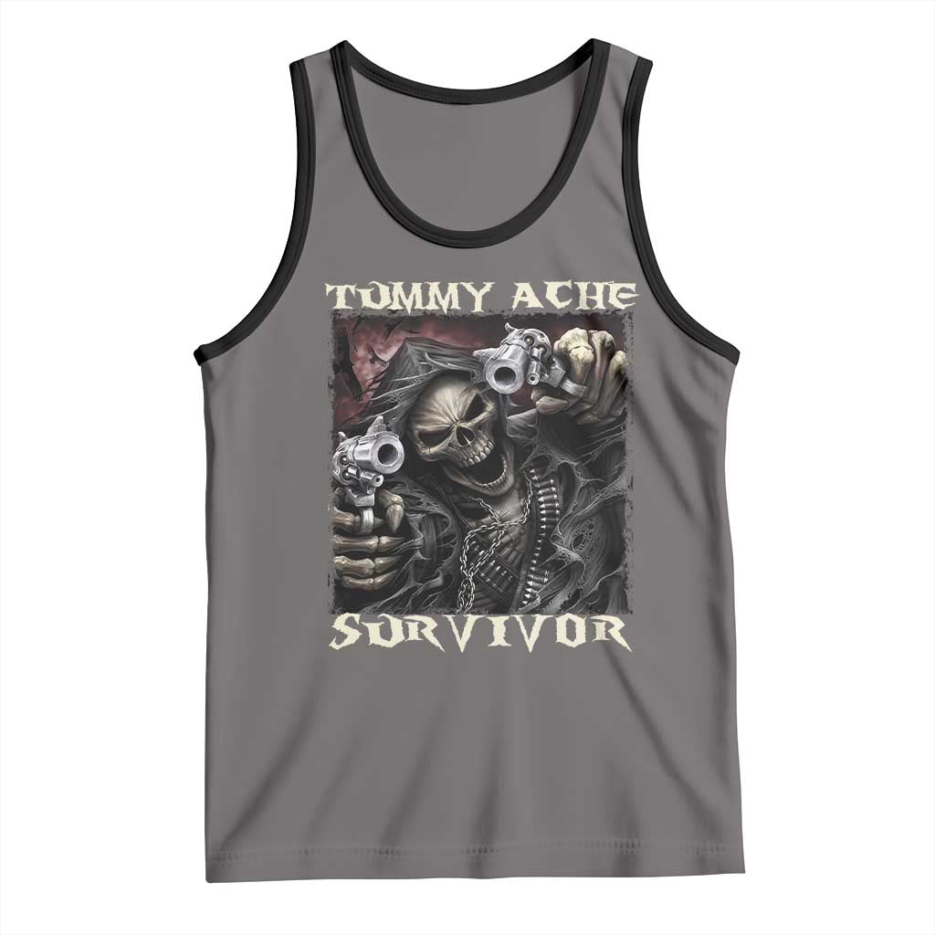 Skeleton Meme Tank Top Tummy Ache Survivor Funny Cool Edgy Hard Cringe TS02 Deep Heather Black Print Your Wear