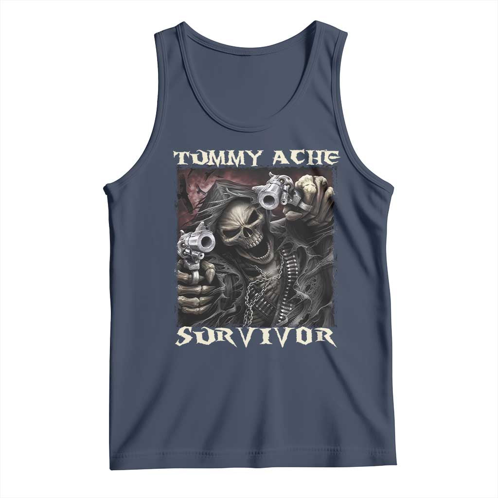 Skeleton Meme Tank Top Tummy Ache Survivor Funny Cool Edgy Hard Cringe TS02 Navy Print Your Wear