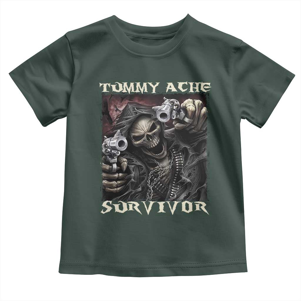 Skeleton Meme Toddler T Shirt Tummy Ache Survivor Funny Cool Edgy Hard Cringe TS02 Dark Forest Green Print Your Wear