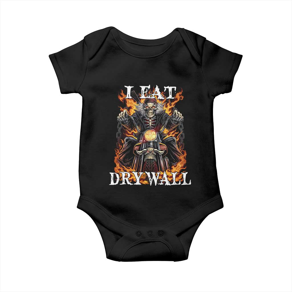 Funny Cringe Hard Skeleton Meme Baby Onesie I Eat Drywall TS02 Black Print Your Wear