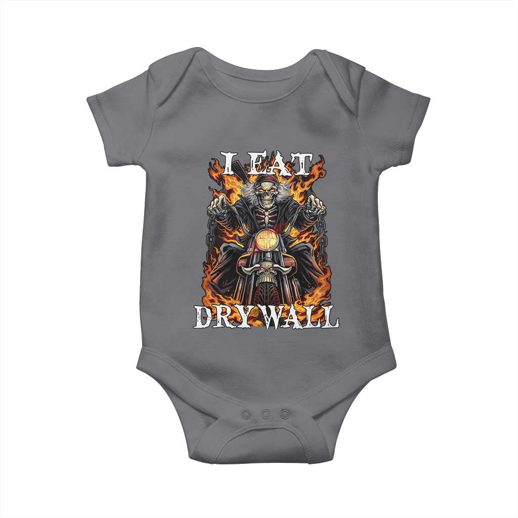 Funny Cringe Hard Skeleton Meme Baby Onesie I Eat Drywall TS02 Charcoal Print Your Wear
