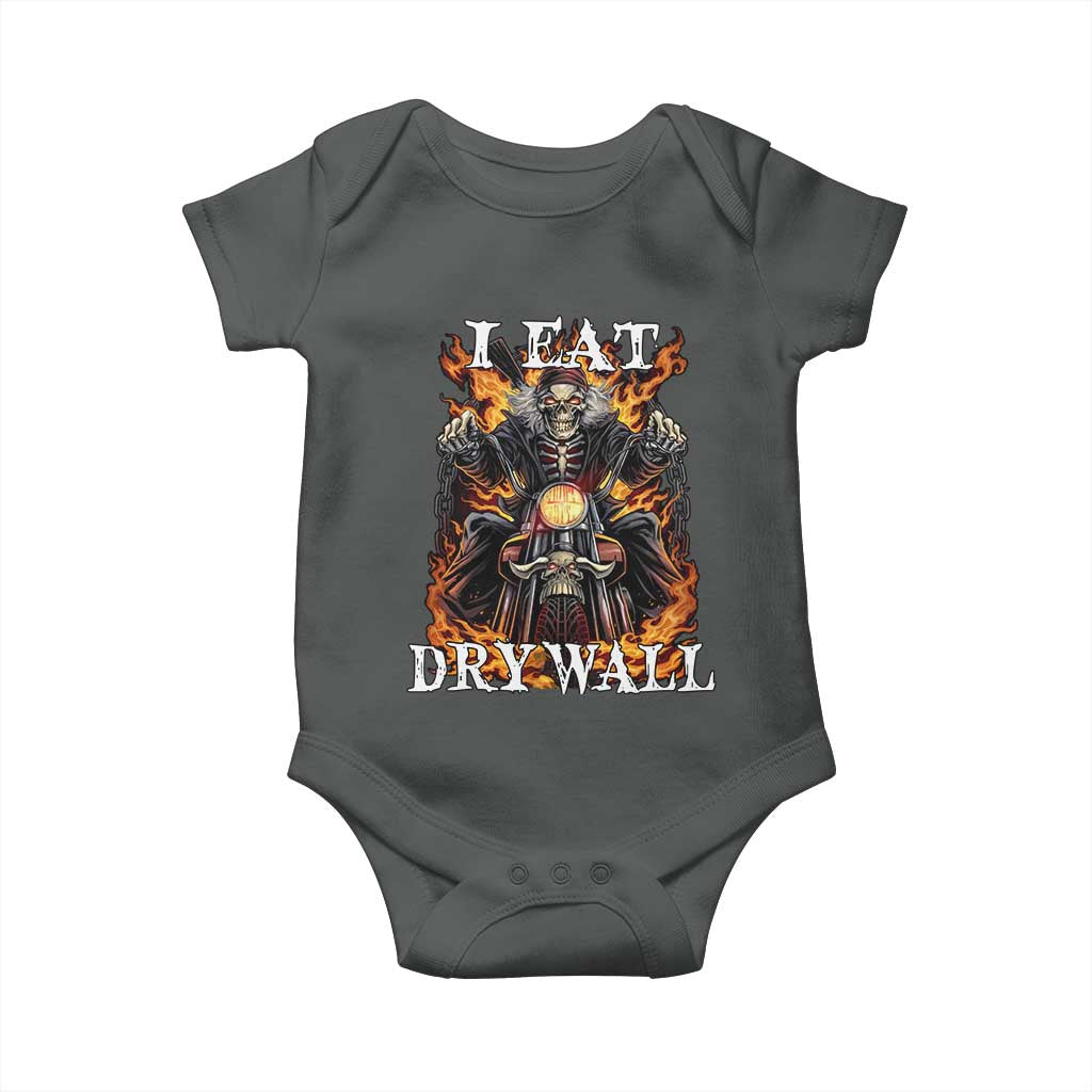 Funny Cringe Hard Skeleton Meme Baby Onesie I Eat Drywall TS02 Dark Heather Print Your Wear