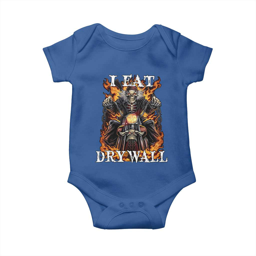 Funny Cringe Hard Skeleton Meme Baby Onesie I Eat Drywall TS02 Royal Blue Print Your Wear