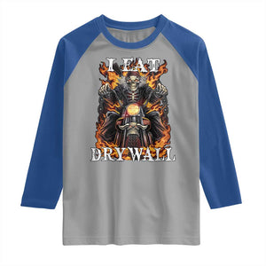 Funny Cringe Hard Skeleton Meme Raglan Shirt I Eat Drywall TS02 Sport Gray Royal Print Your Wear