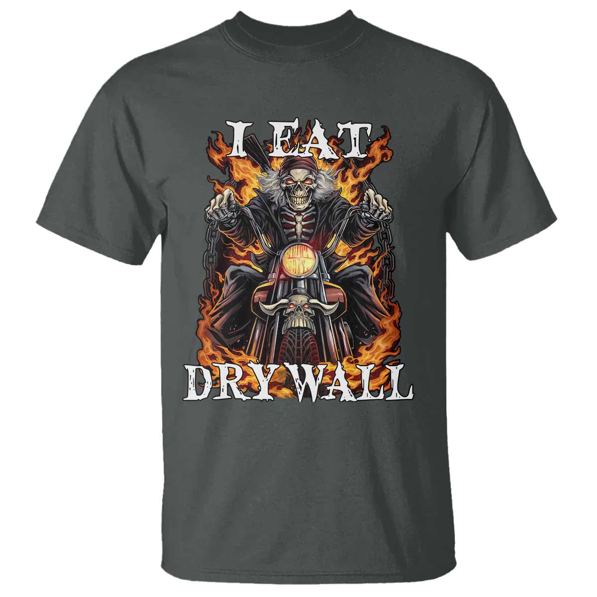 Funny Cringe Hard Skeleton Meme T Shirt I Eat Drywall TS02 Dark Heather Print Your Wear