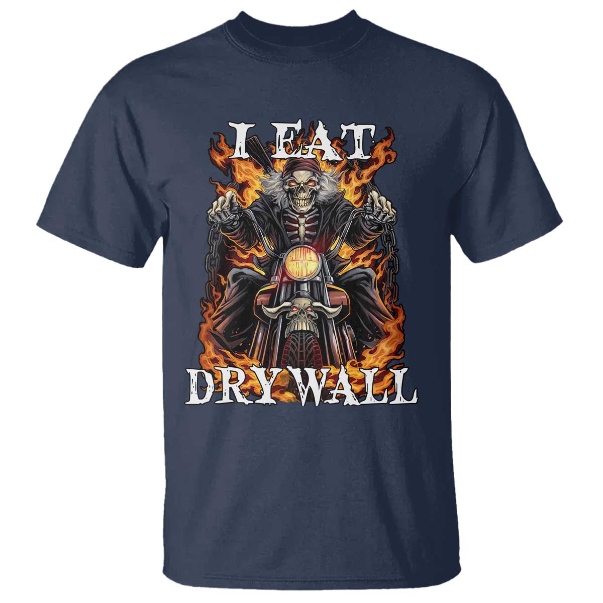 Funny Cringe Hard Skeleton Meme T Shirt I Eat Drywall TS02 Navy Print Your Wear