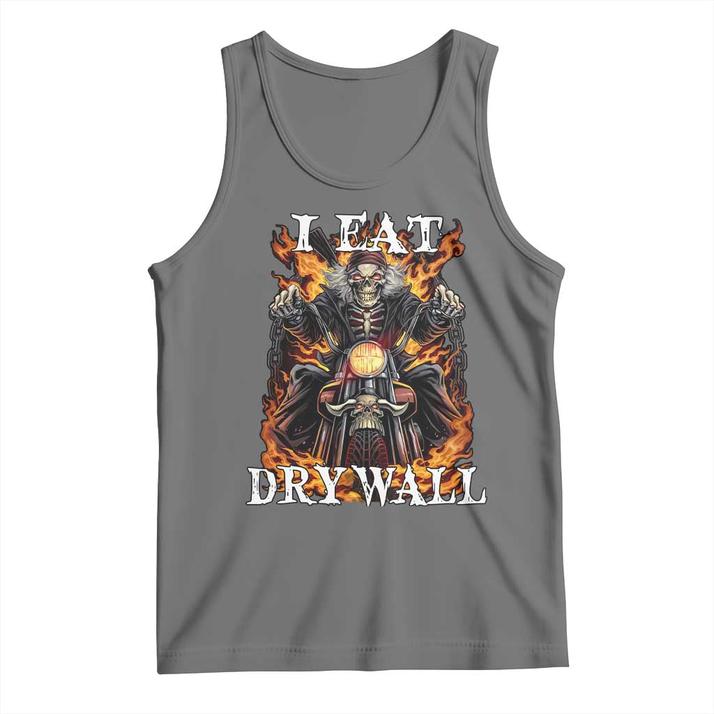 Funny Cringe Hard Skeleton Meme Tank Top I Eat Drywall TS02 Black Heather Print Your Wear
