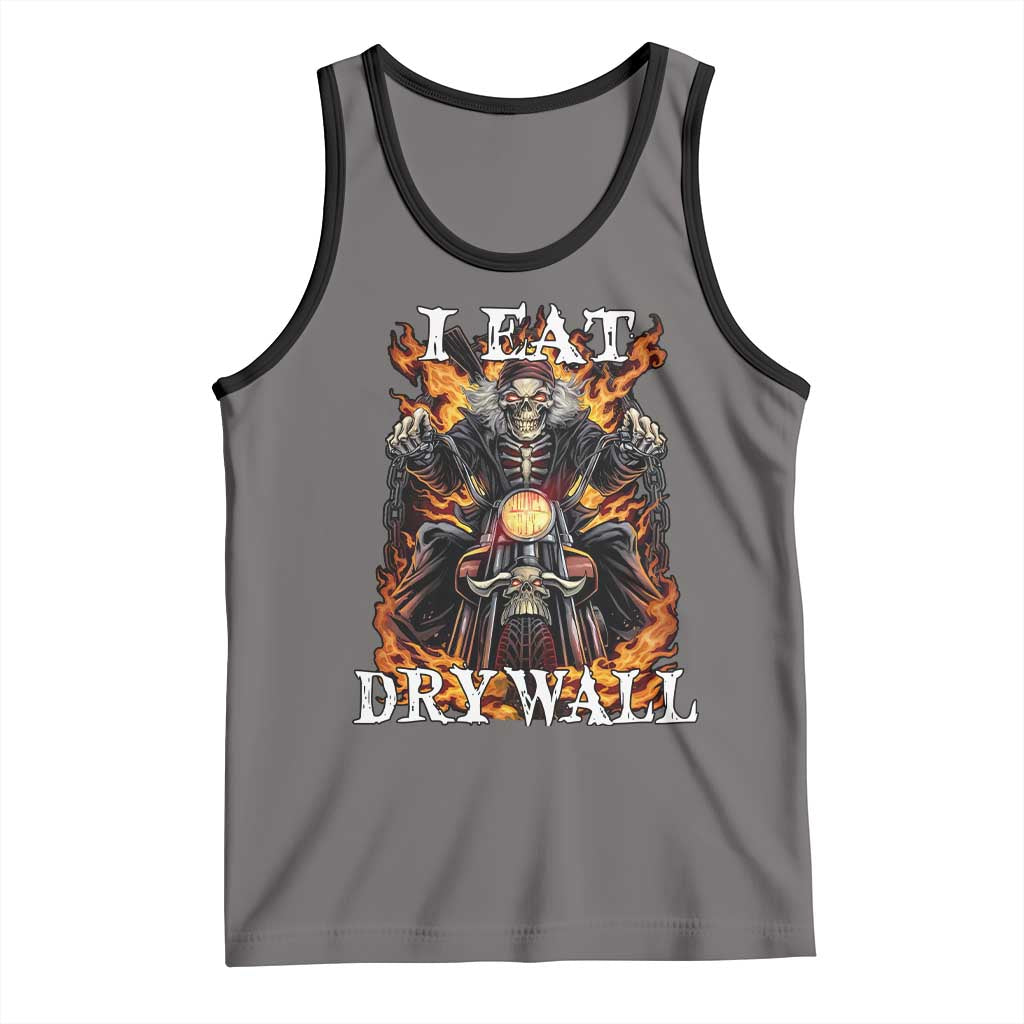 Funny Cringe Hard Skeleton Meme Tank Top I Eat Drywall TS02 Deep Heather Black Print Your Wear