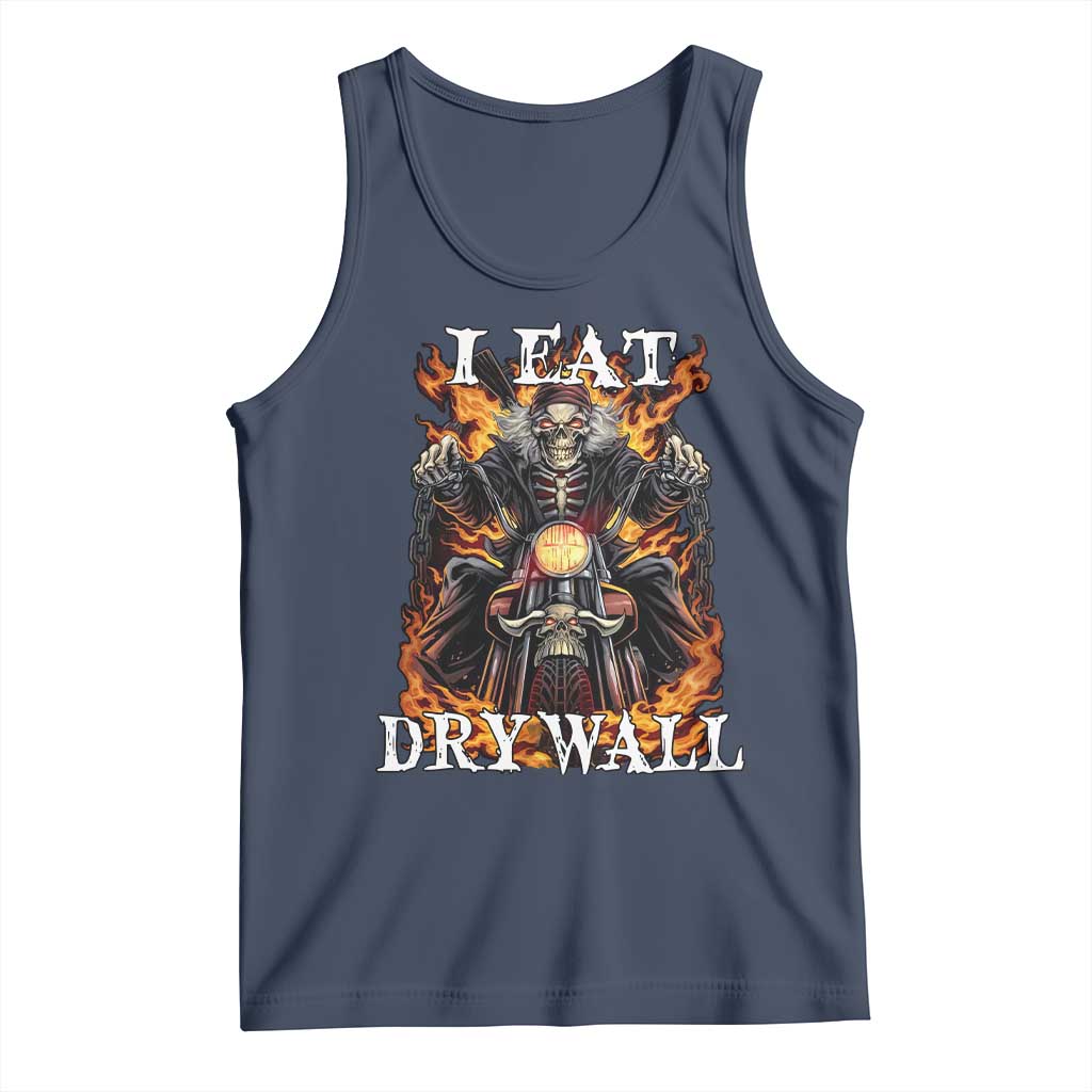 Funny Cringe Hard Skeleton Meme Tank Top I Eat Drywall TS02 Navy Print Your Wear