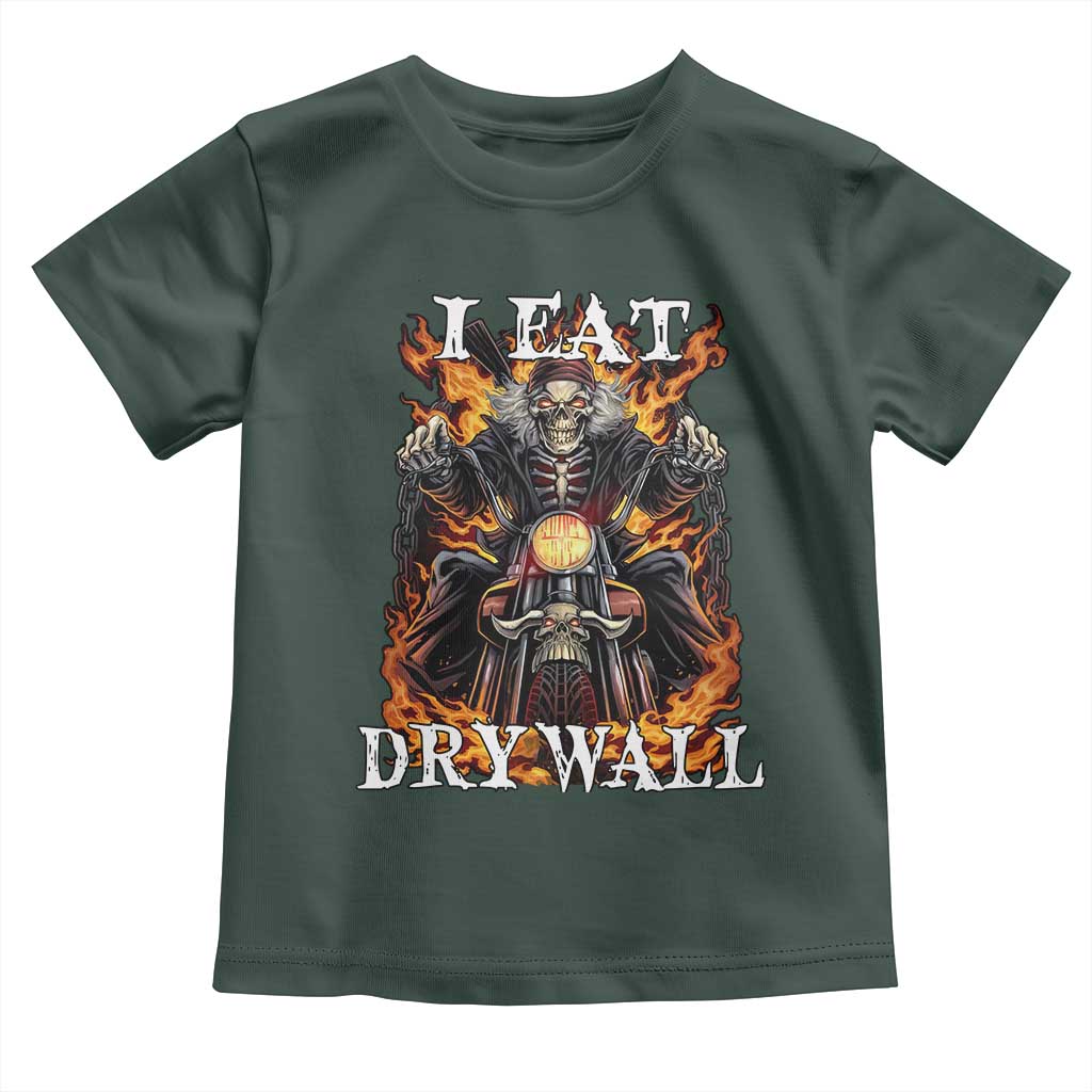 Funny Cringe Hard Skeleton Meme Toddler T Shirt I Eat Drywall TS02 Dark Forest Green Print Your Wear