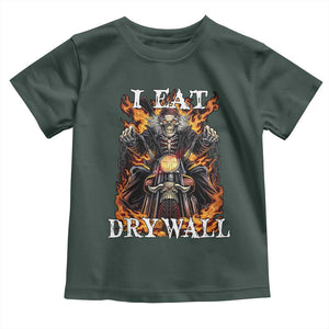 Funny Cringe Hard Skeleton Meme Toddler T Shirt I Eat Drywall TS02 Dark Forest Green Print Your Wear