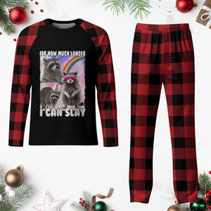 Funny Raccoon Meme Plaid Pajama Set Idk How Much Longer I Can Slay TS02 Buffalo Plaid Print Your Wear