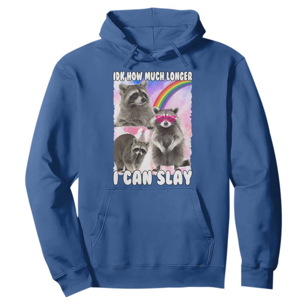 Funny Raccoon Meme Hoodie Idk How Much Longer I Can Slay TS02 Royal Blue Print Your Wear