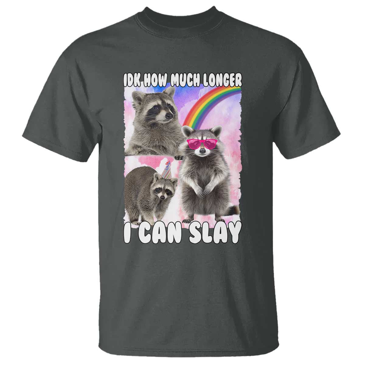 Funny Raccoon Meme T Shirt Idk How Much Longer I Can Slay TS02 Dark Heather Print Your Wear