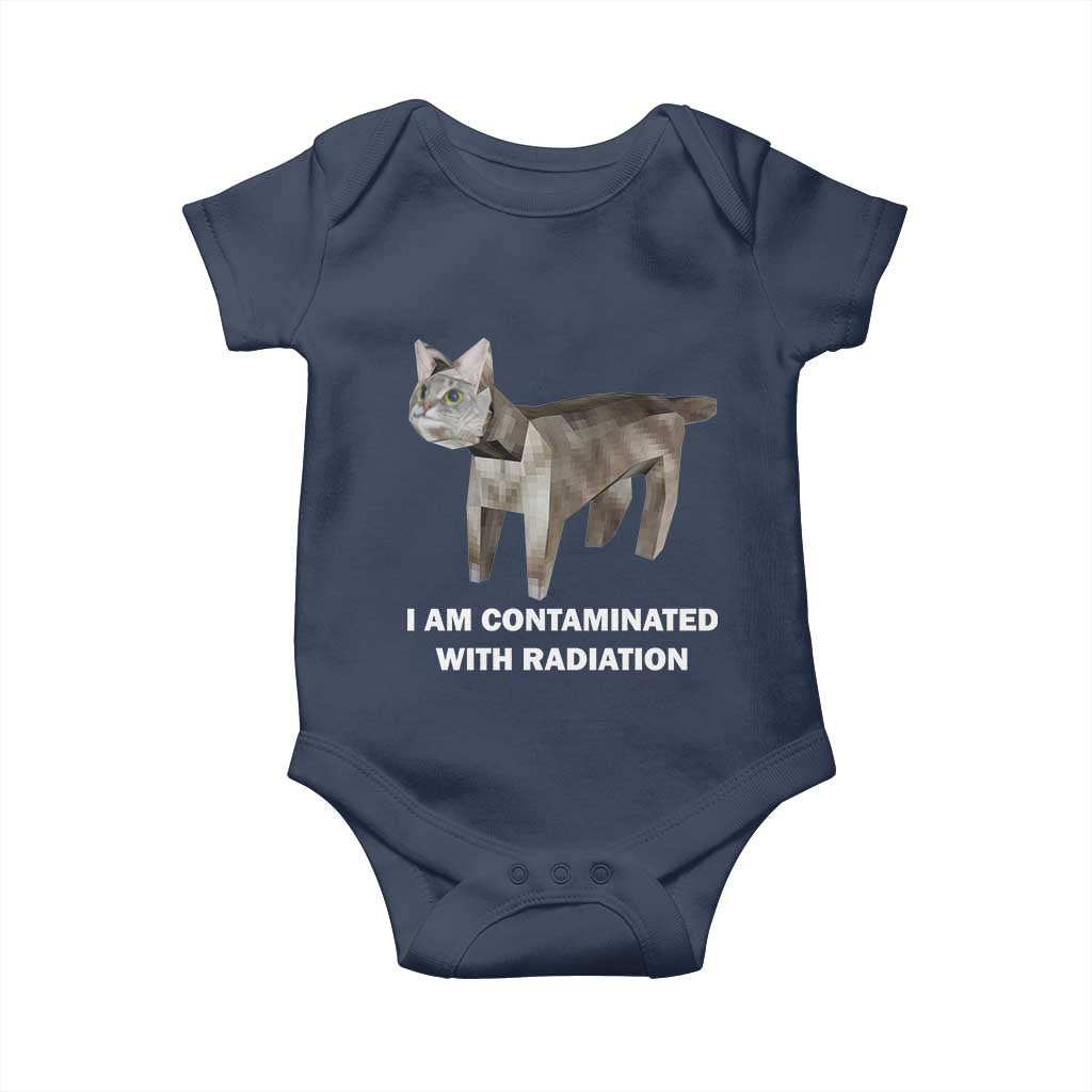 Funny Cat Meme Baby Onesie I Am Contaminated With Radiation Humorous Oddly Specific TS02 Navy Print Your Wear