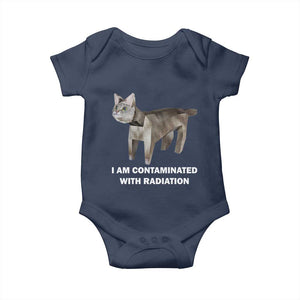 Funny Cat Meme Baby Onesie I Am Contaminated With Radiation Humorous Oddly Specific TS02 Navy Print Your Wear