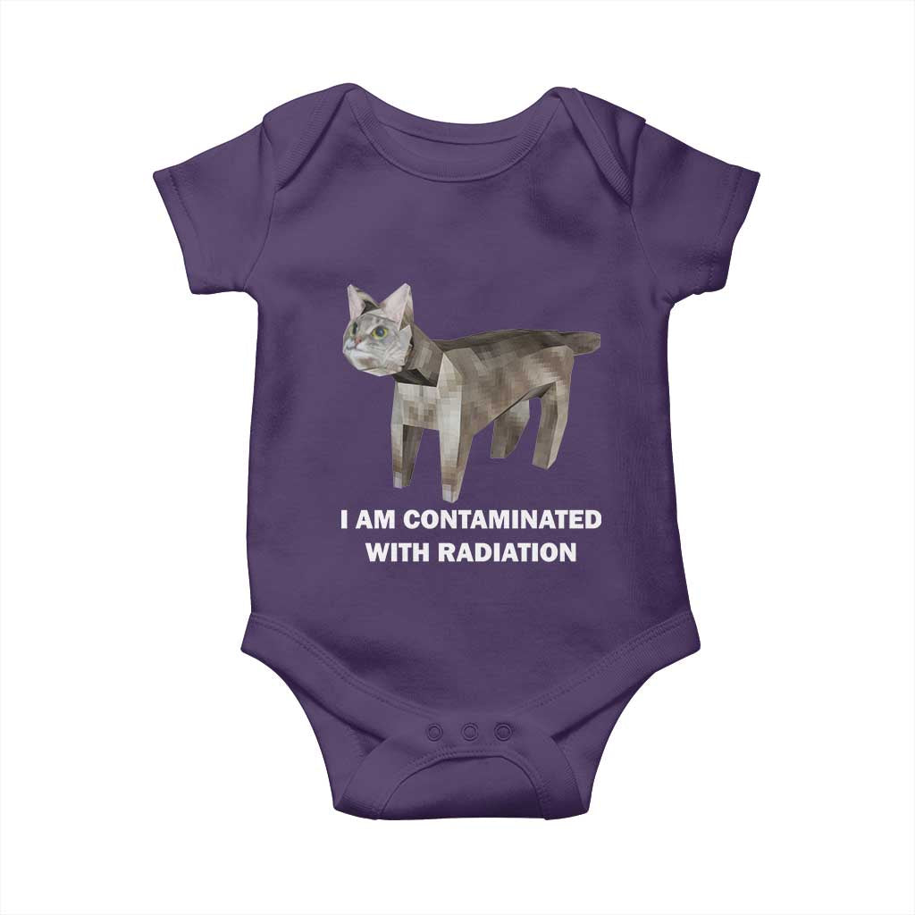 Funny Cat Meme Baby Onesie I Am Contaminated With Radiation Humorous Oddly Specific TS02 Purple Print Your Wear