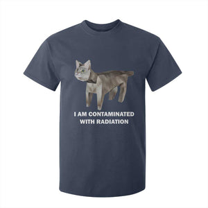 Funny Cat Meme T Shirt For Kid I Am Contaminated With Radiation Humorous Oddly Specific TS02 Navy Print Your Wear