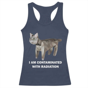 Funny Cat Meme Racerback Tank Top I Am Contaminated With Radiation Humorous Oddly Specific TS02 Navy Print Your Wear