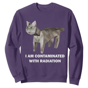 Funny Cat Meme Sweatshirt I Am Contaminated With Radiation Humorous Oddly Specific TS02 Purple Print Your Wear