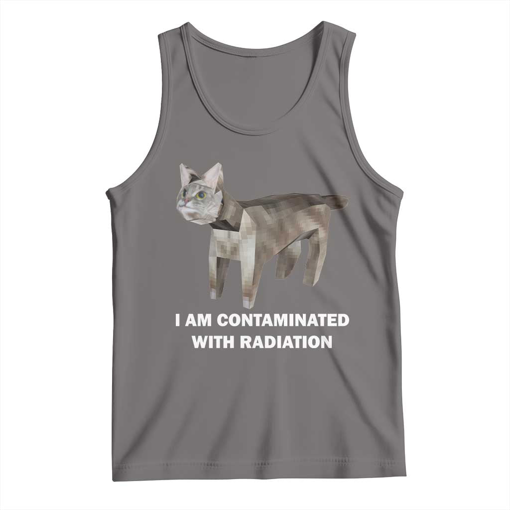 Funny Cat Meme Tank Top I Am Contaminated With Radiation Humorous Oddly Specific TS02 Deep Heather Print Your Wear