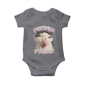 Funny Cat Meme Baby Onesie Certified Freak Eat Cement Cursed Cat TS02 Charcoal Print Your Wear